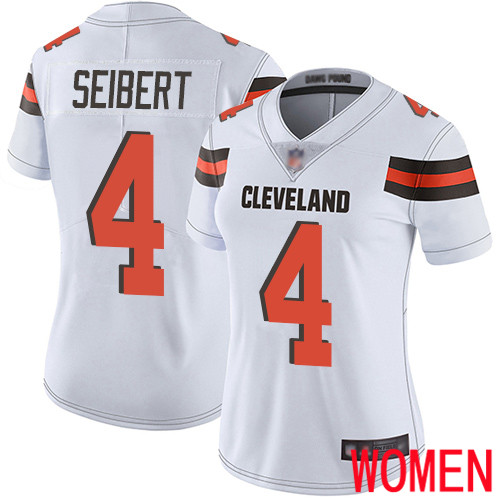 Cleveland Browns Austin Seibert Women White Limited Jersey #4 NFL Football Road Vapor Untouchable->women nfl jersey->Women Jersey